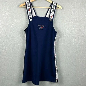 VINTAGE 80's Tommy Sports Hilfiger Dress with Straps Embroidered Logo Stretch